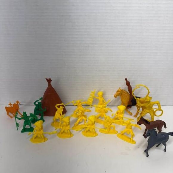 Unbranded Other - Vintage Plastic Cowboy and Indian Toy Figure Set 20 piece lot